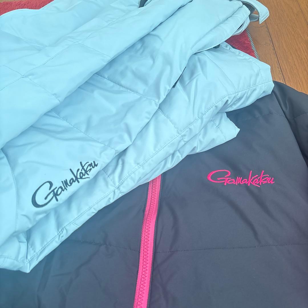 がまかつ ダウン上下フード付き黒ピンク