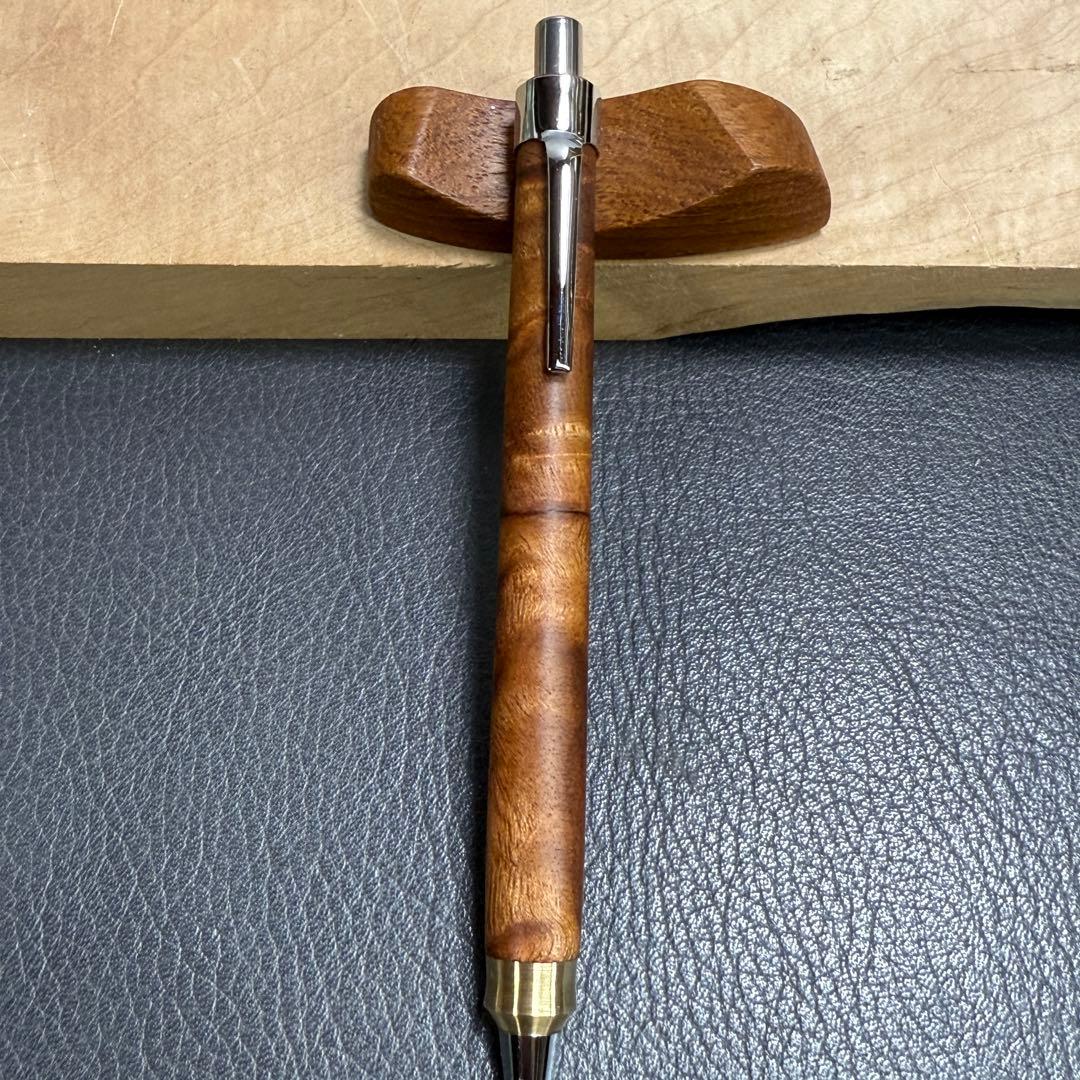195台湾樟変わり杢 木製シャーペン 強低重心ダブルR 真鍮の通販｜www