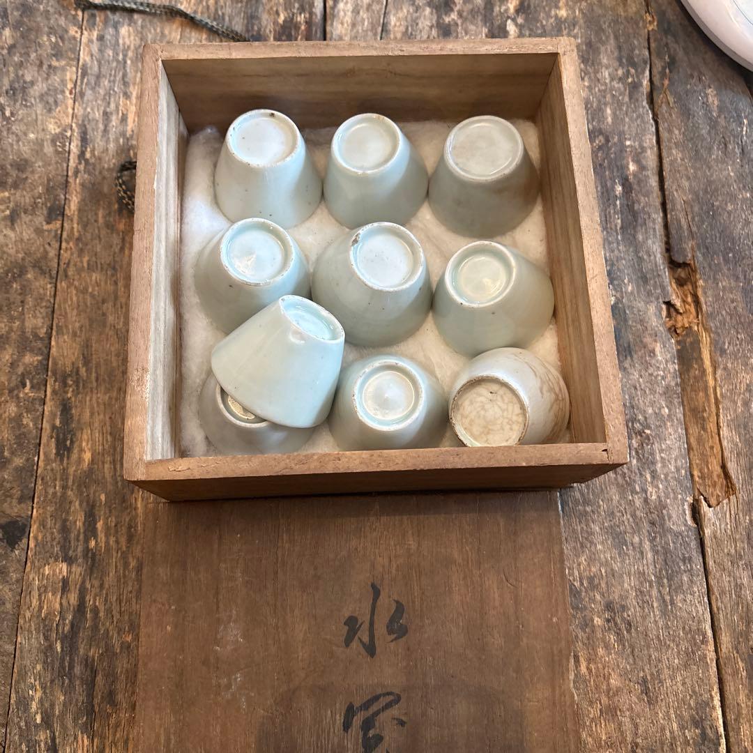 古伊万里 白磁 小猪口 10点 保存箱