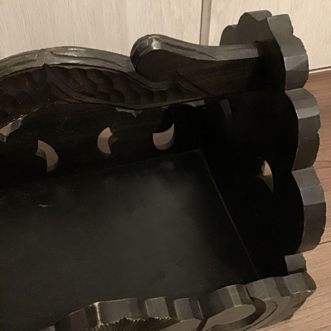 美品☆アイヌ工芸 木彫り 彫刻 アイヌ紋様 収納ボックス トレイ