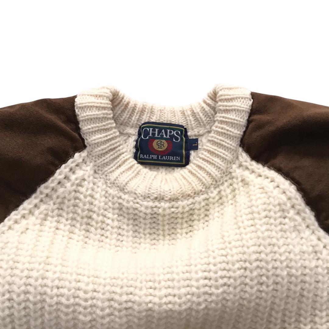 90～00s チャップス ラルフローレン ミリタリーニット L エルボー