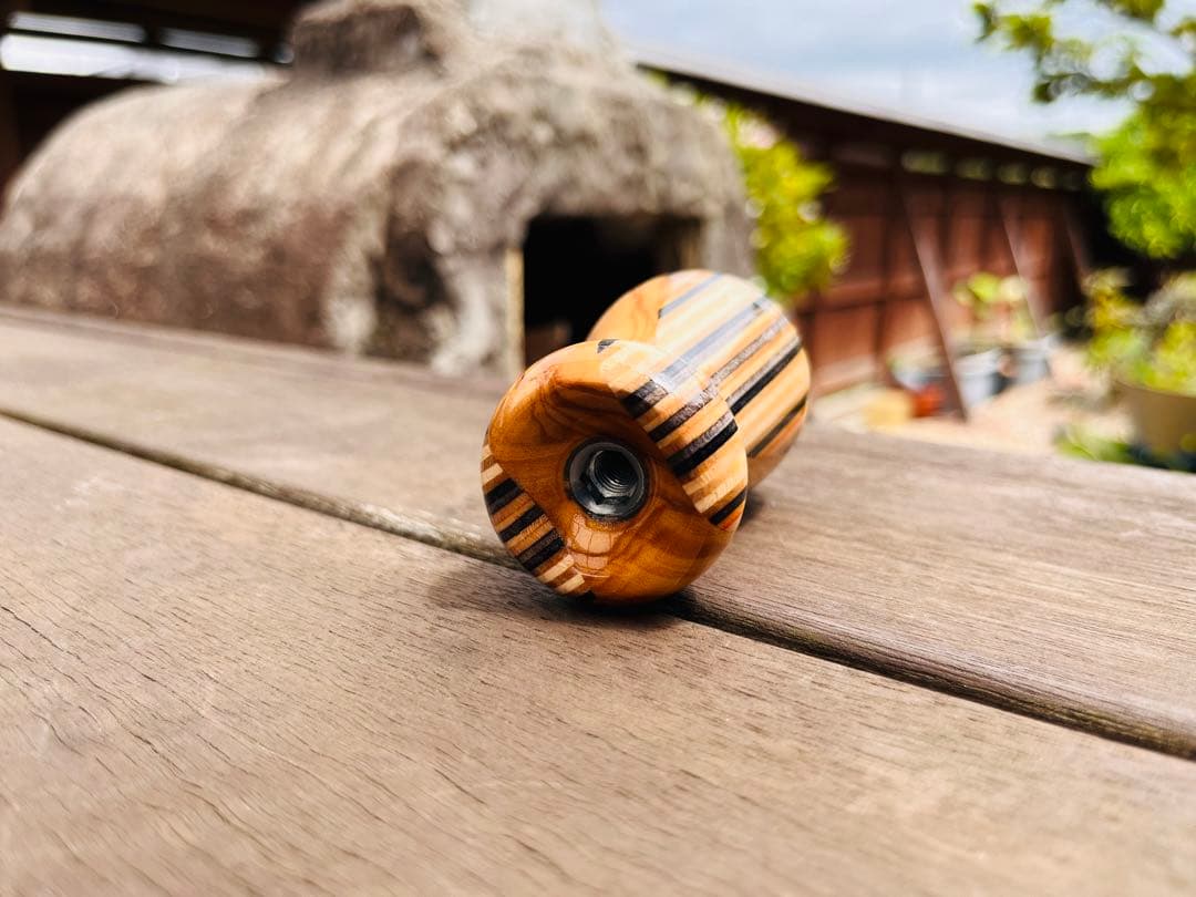 シフトノブ ウッド スケボーリメイク オリーブウッド ハンドメイド