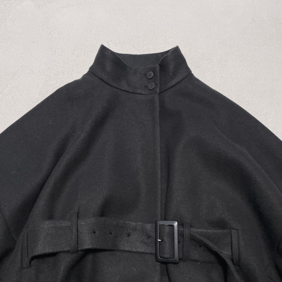 KINU アンティカ ポンチョコート F ケープ スタンドネック オーバーサイズ