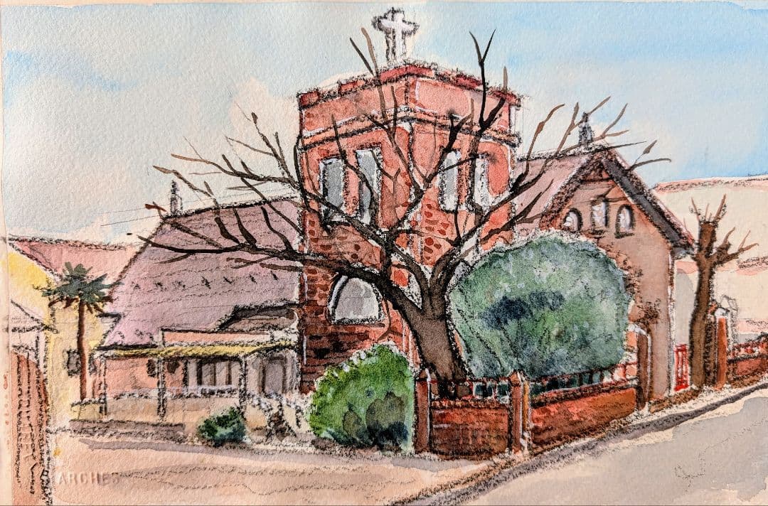 《 川越キリスト教会》 《神戸駅舎》額装して。 プレゼント《蔵窓》