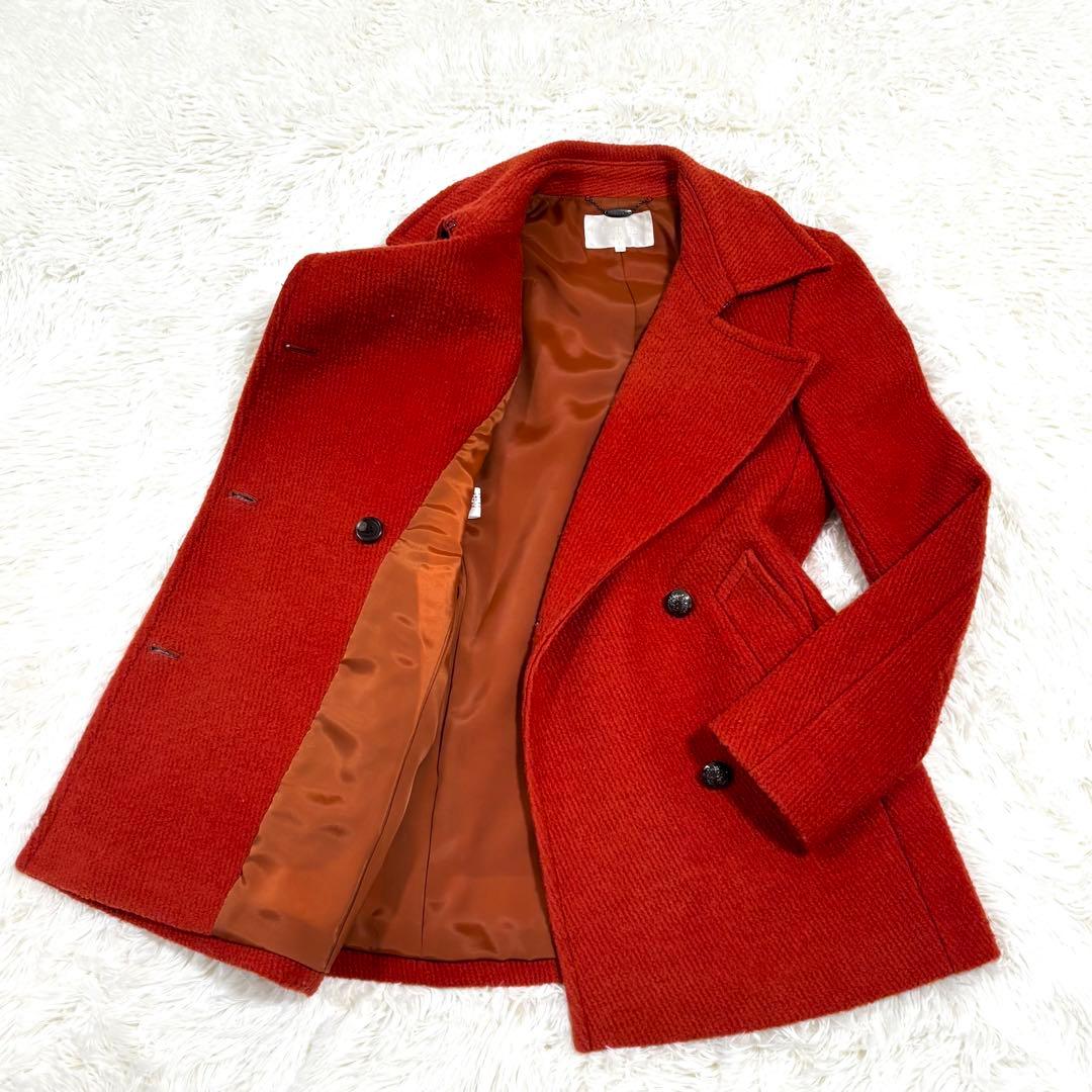 自由区】ダブルブレストピーコート オンワード樫山 オレンジ サイズ38