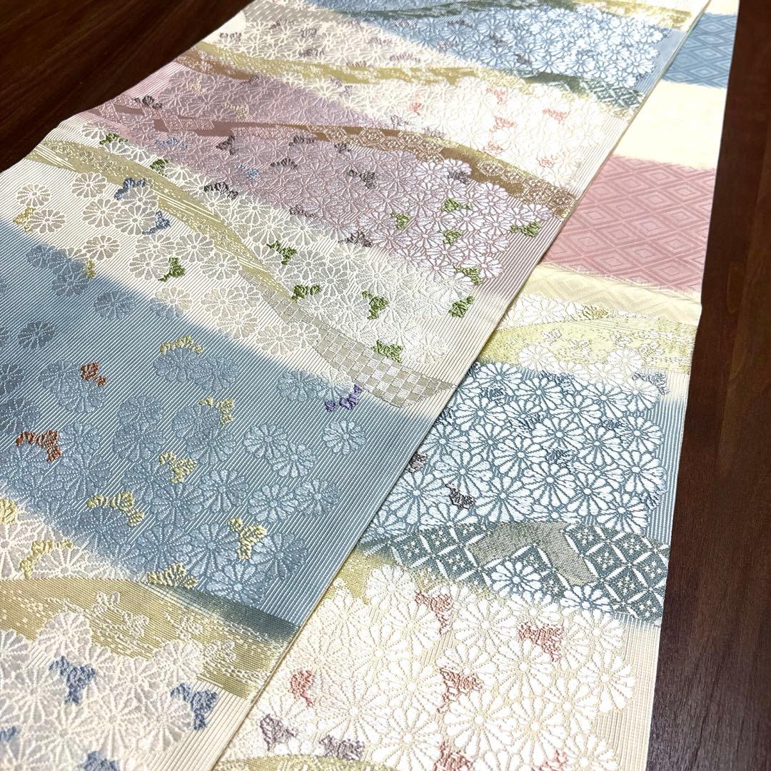 正絹【さが美】破水加工済み　袋帯《唐織　献上菊詰文》