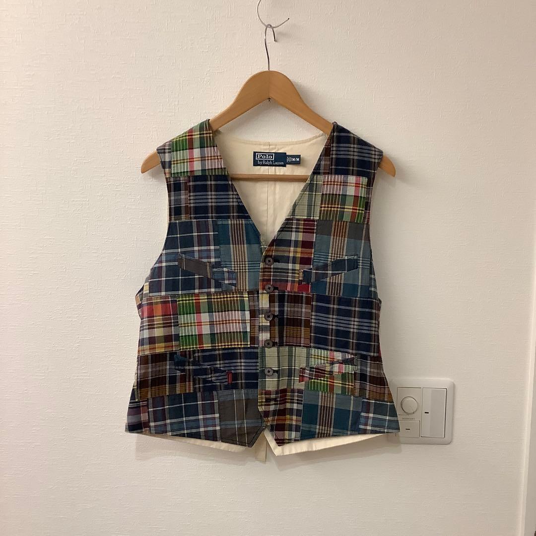 ラルフローレン　パッチワークベスト　ポロカントリー　RRL Mサイズ　美品 ラルフローレン パッチワークベスト ポロカントリー RRL Mサイズ 美品