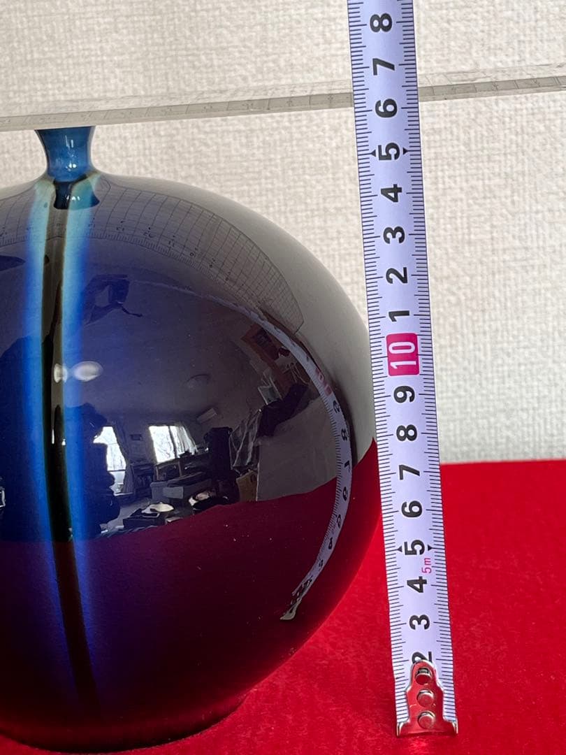 希少】三代 人間国宝 徳田八十吉 (正彦銘)深厚耀彩 線文 壺 T245