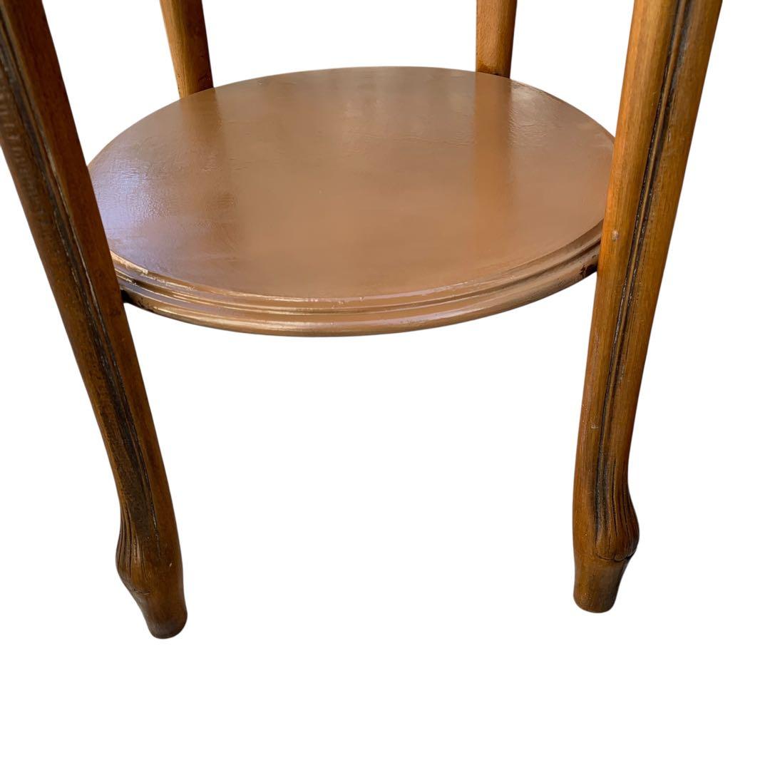 大理石トップ サイドテーブル 丸型 猫脚 アンティーク風 花台 電話台