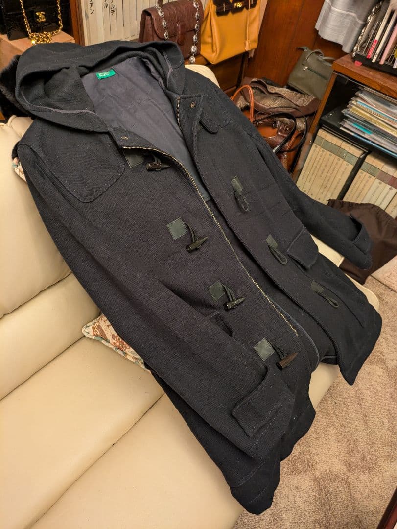 BENETTON カシミア混ウールダッフルコート ミッドナイトブルー イタリア製