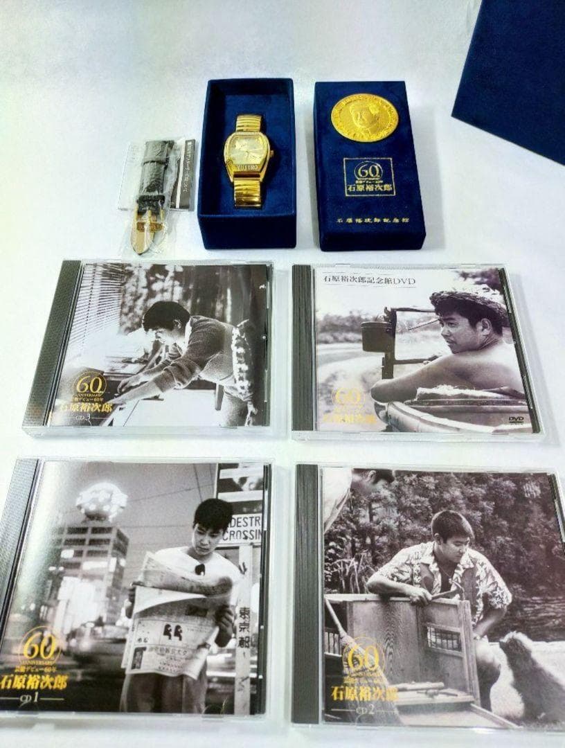 □石原裕次郎 60周年 (男性用)5LP＋3CD、DVD、ブックレット、時計