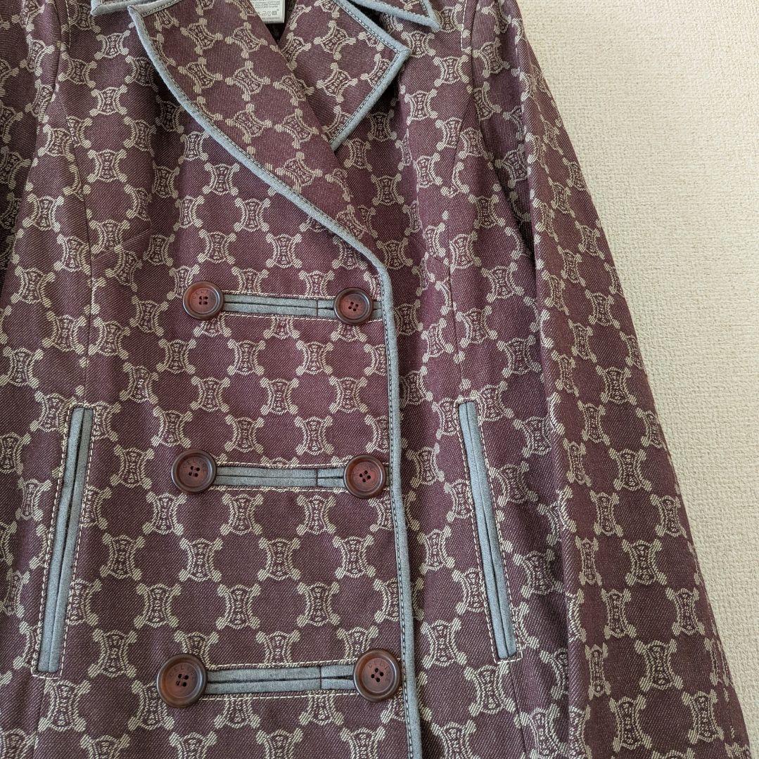 CELINE マカダム柄 Pコート 36 ハンガー付