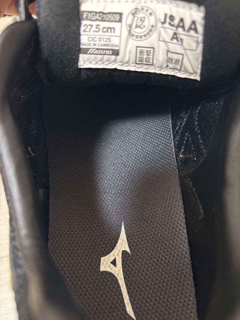 ミズノ 安全靴 オールマイティー 22L WIDE 27.5cm 黒x金