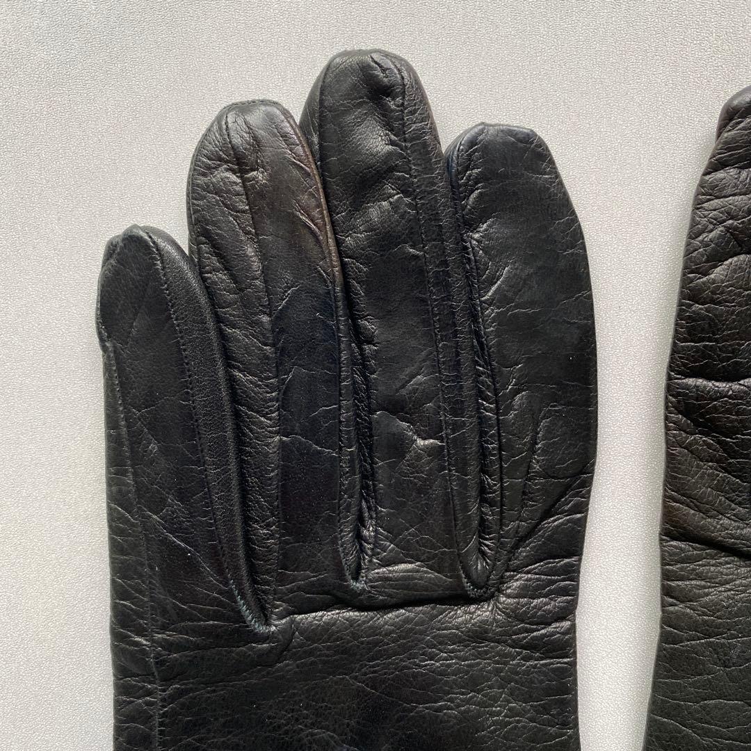 美品 イタリア製 シャネル レザーグローブ ブラック 黒革手袋 サイズ6