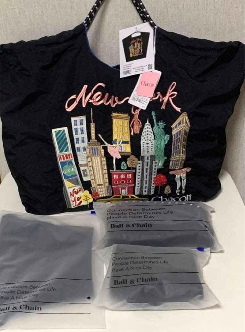 チャコット ボールアンドチェーン ニューヨーク柄 ブラック L新品 正規