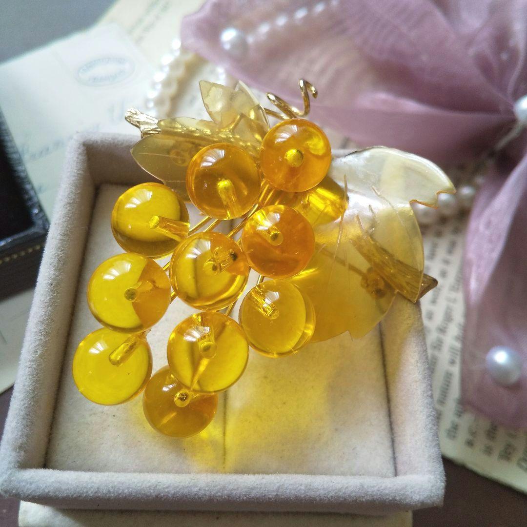 本鼈甲 べっ甲 葡萄ブローチ ペンダント グレープ 果物 工芸品