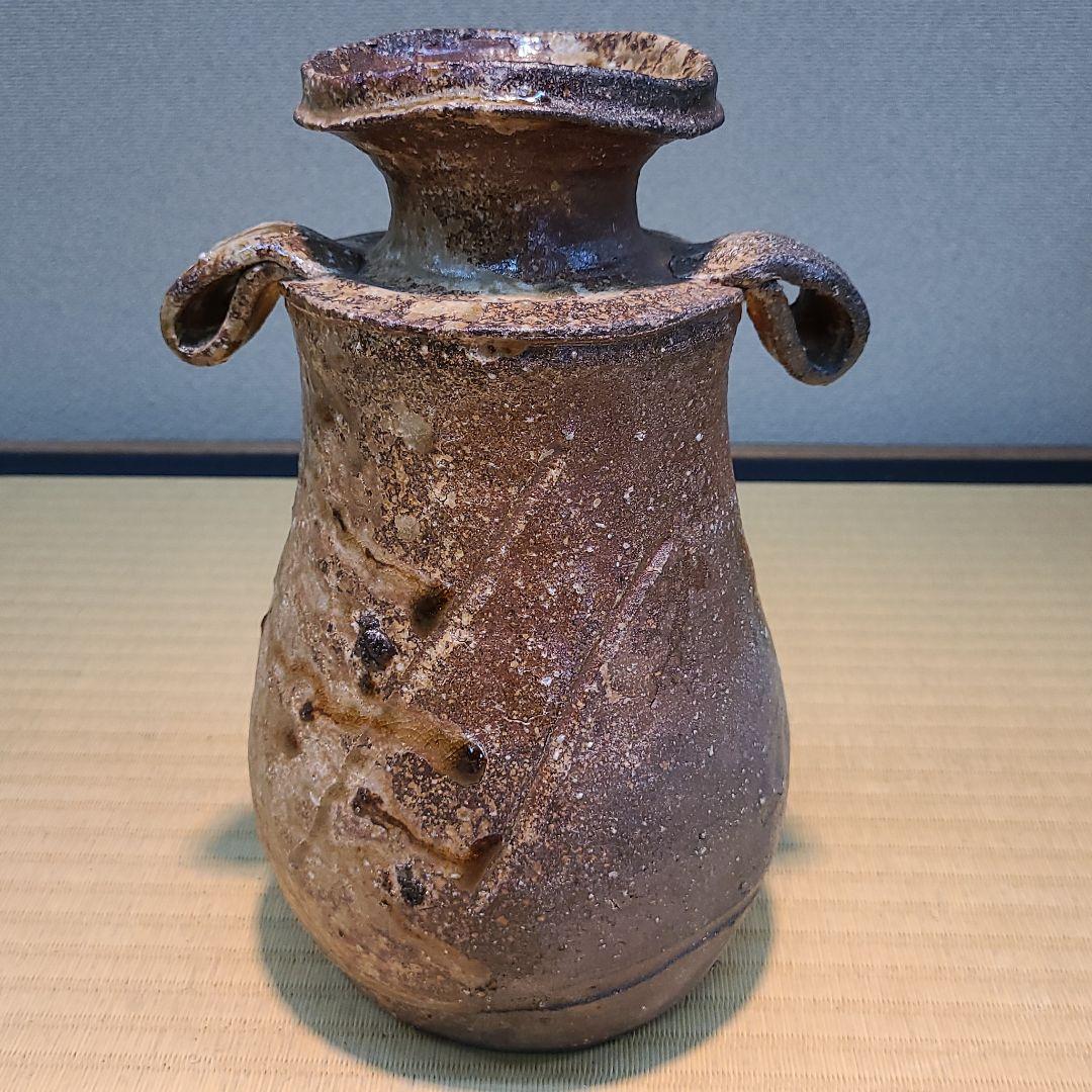 信楽焼 高橋楽斉作 耳付花入 高さ8寸（約24cm） 共箱 本物保証 栗山園オンライン通販部 / 【出物】 信楽耳付花入 高橋楽斎