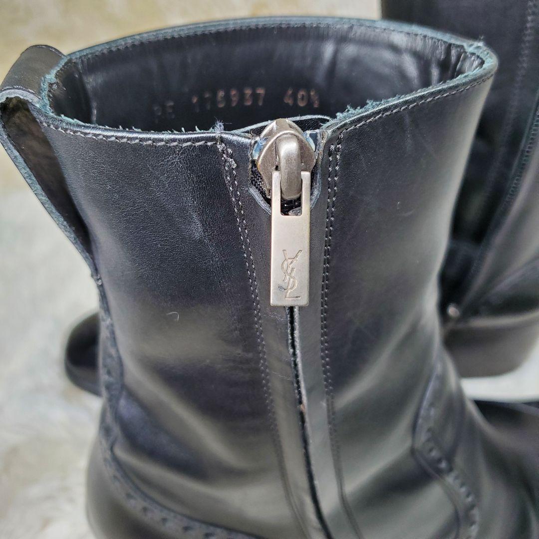 【美品】イヴサンローラン　ジョニーブーツ　サイドジップ　黒　レザー　26.5cm