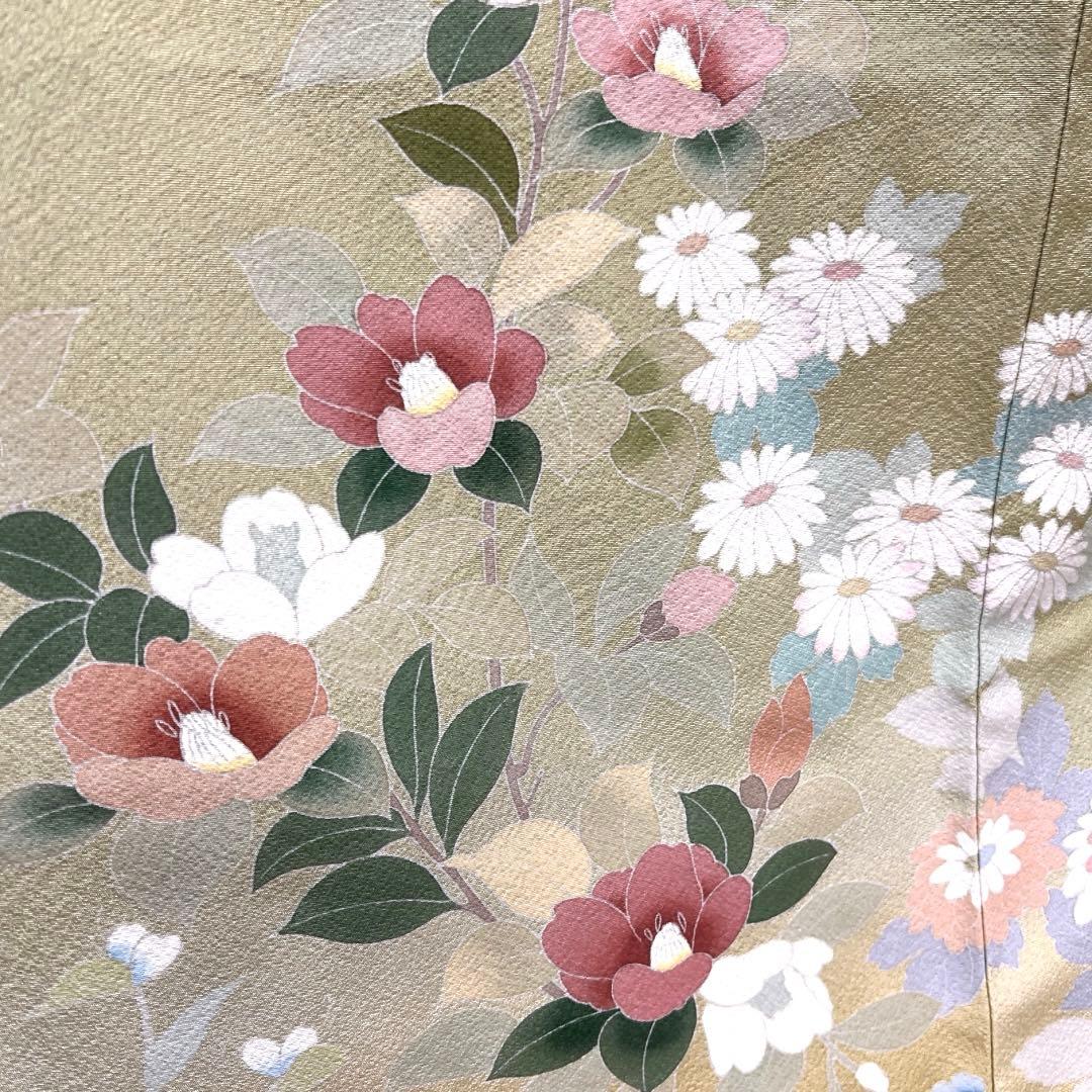 未着用 訪問着 花模様 椿 桜 菊 撫子 グラデーション 着物 064a d