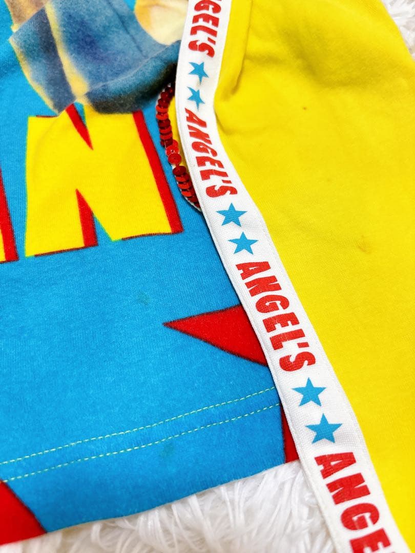 希少 エンジェルブルー平成女児 スパンコール総柄y2k 平成レトロ