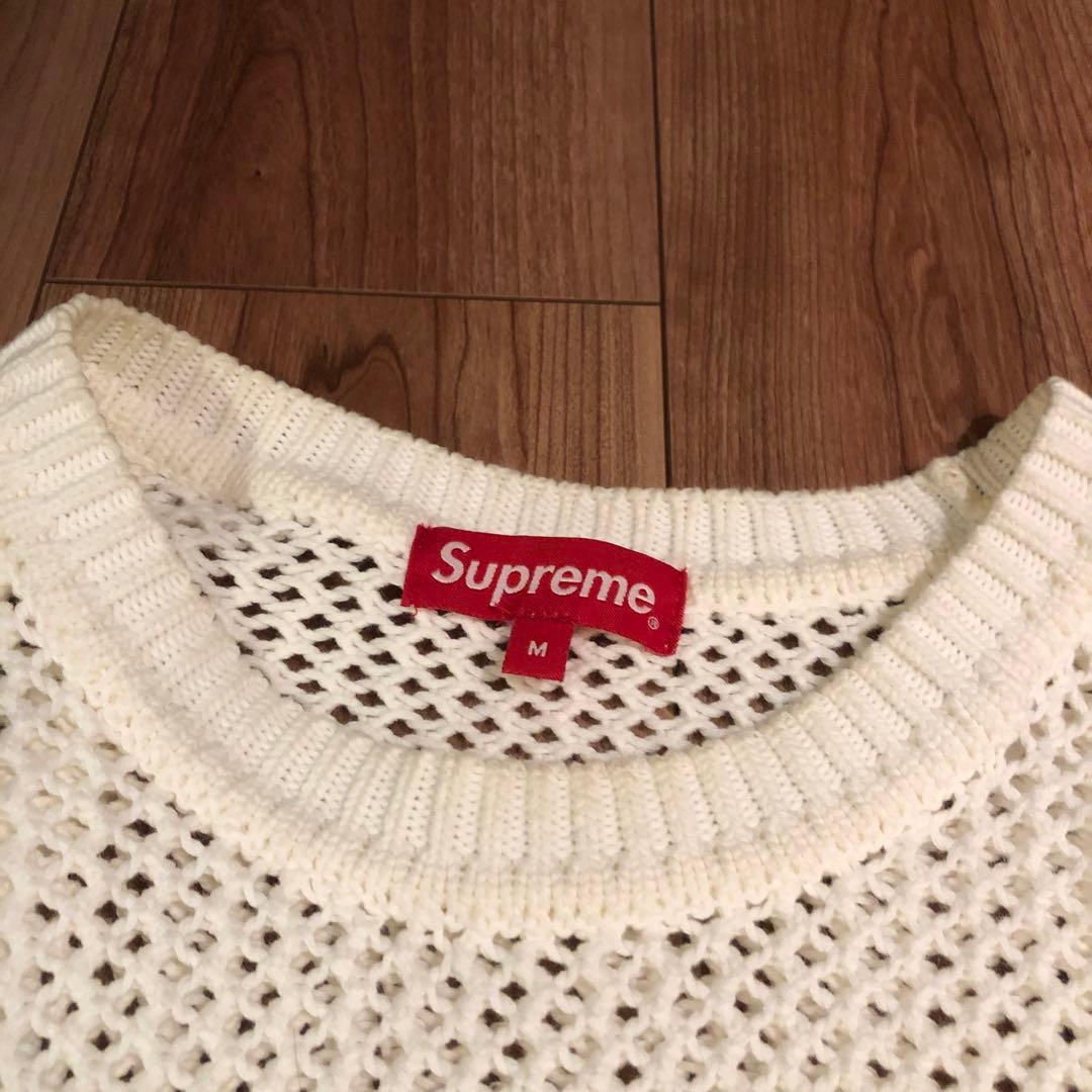 SUPREME シュプリーム ニット セーター 刺繍 ボックスロゴ 白Lサイズ