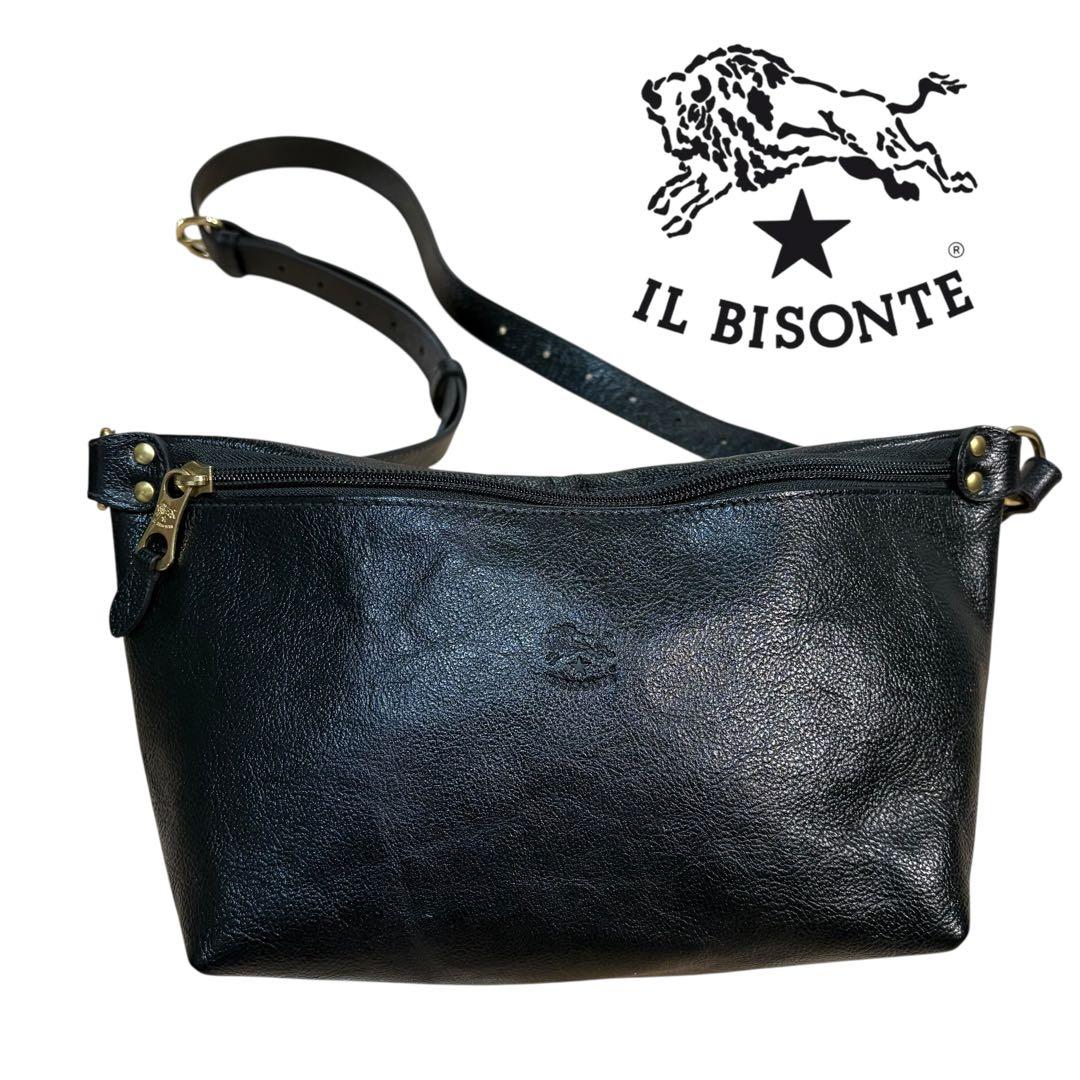 極美品 イルビゾンテ ショルダーバッグ ボディバッグ レザー ブラック