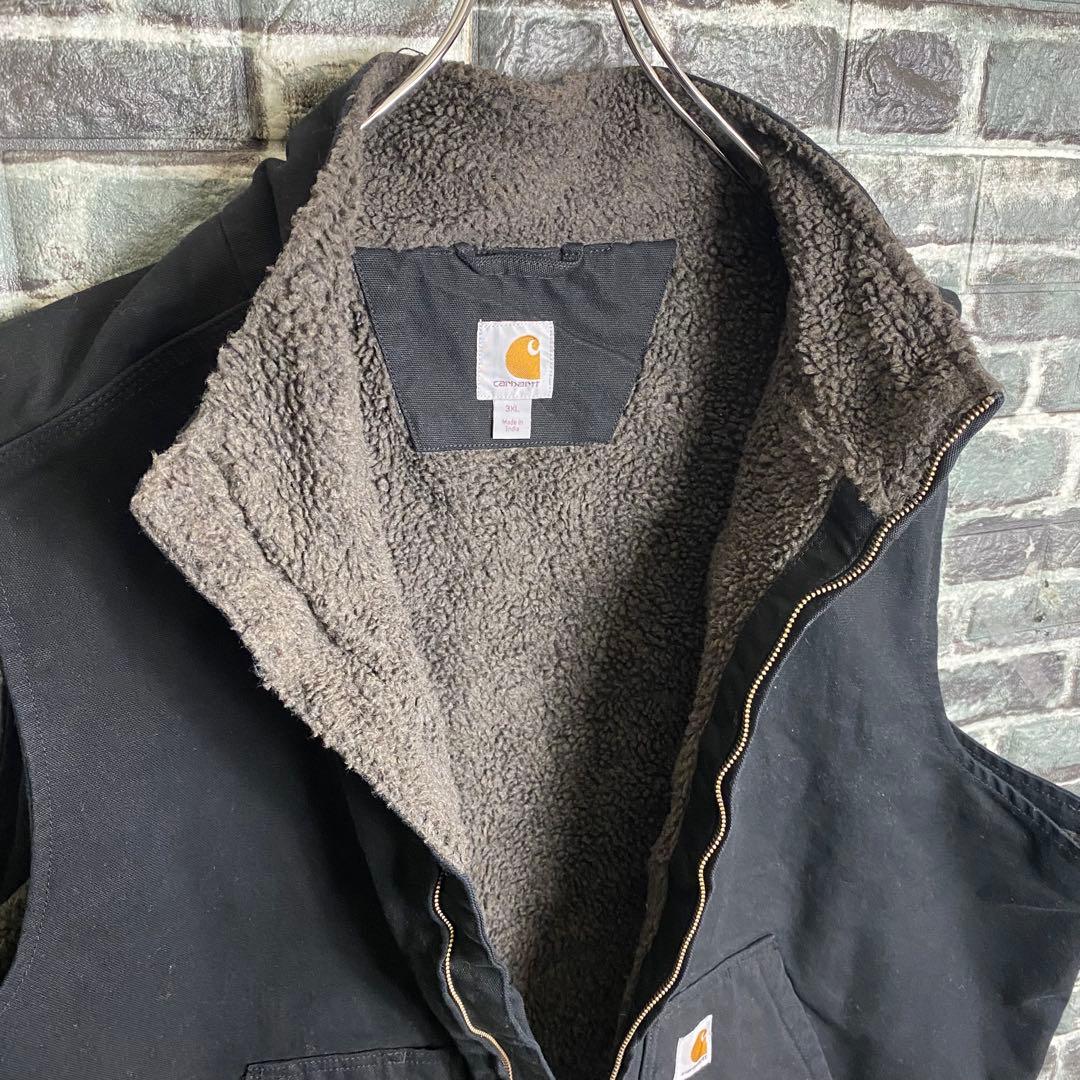 シ*ゲ様 カーハート☆ダックベスト 裏ボア ブラック 黒 ビッグ