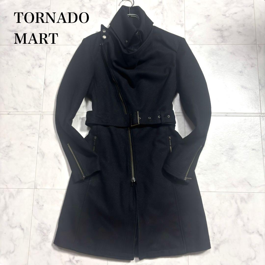 美品✨トルネードマート ウールコート 変形 ロング ベルト付 ブラック L TORNADO MART（トルネードマート） 新品 3.7万 LL T/Cスエードライナー