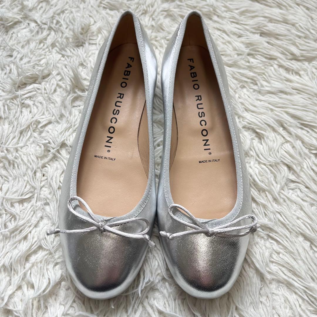 未使用級 FABIO RUSCONI パンプス レザー バレエ 37 リボンの通販はau