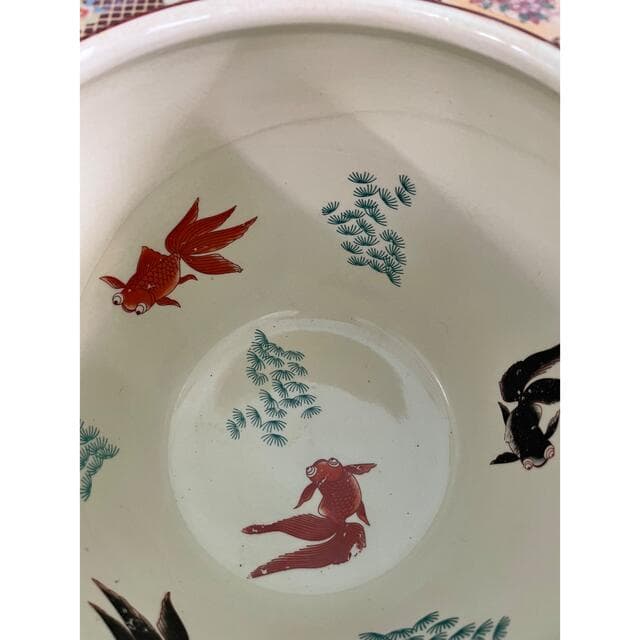 水鉢 孔雀 絵柄模様 金魚鉢 メダカ鉢 水瓶 火鉢 骨董 - メルカリ