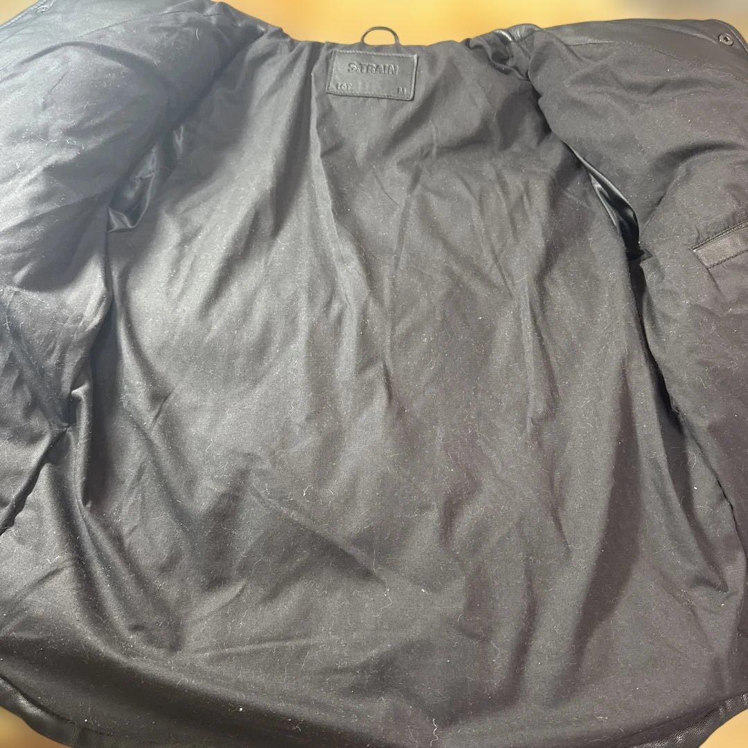 ラムレザー ダウンジャケット 羊革 襟ムートン M ブラックXブラウン