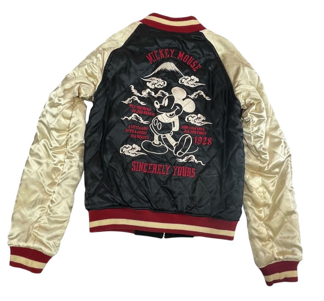 レア Disney ディズニー ミッキーマウス リバーシブル スカジャン 刺繍