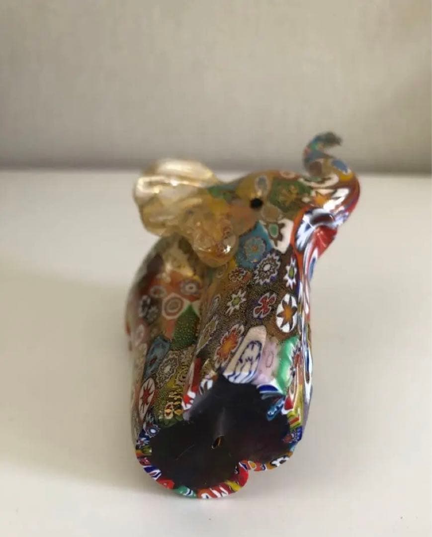 レア 新品】ベネチアングラス ムラーノ 縁起物の象 (金彩)置物