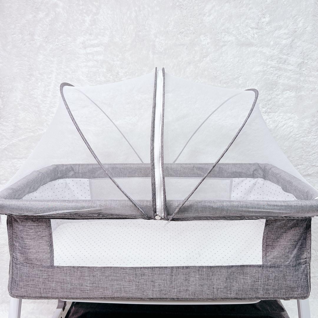 ベビーベッド 高さ調整可能 バウンサー 添い寝 折り畳み 蚊帳