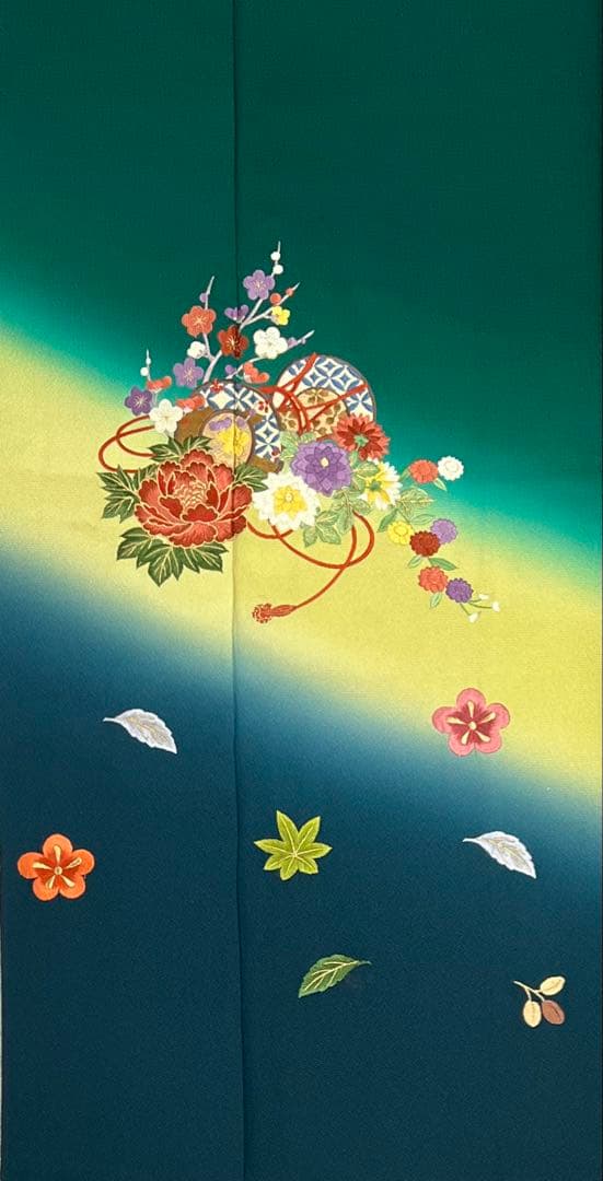 振り袖 フルセット 長襦袢付 緑 成人式 パーティー 刺繍入り 長尺袋帯