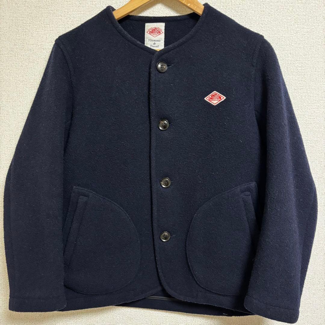 DANTON ダントン ウール モッサ ノーカラー ジャケット 日本製