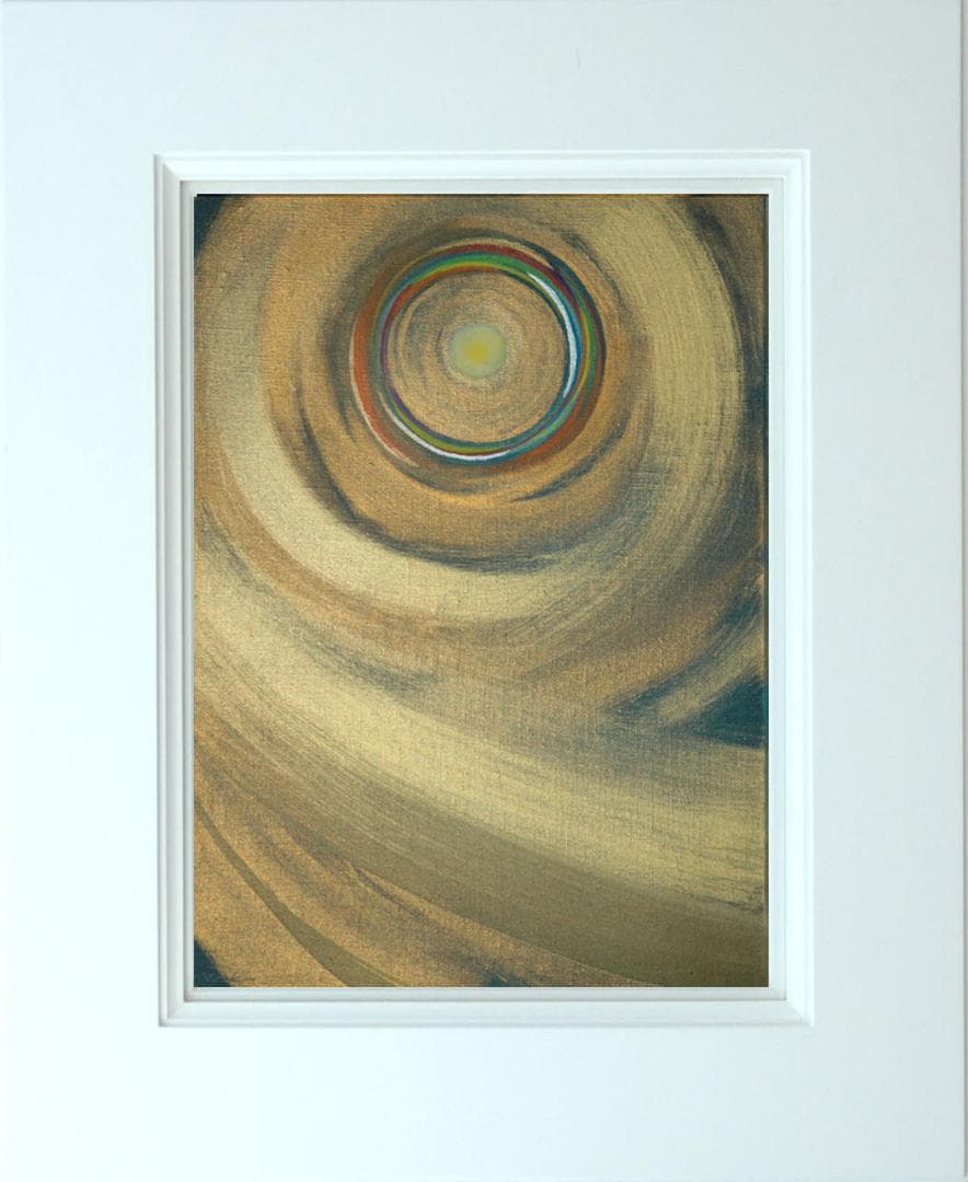 油絵 菅家令子 絵 絵画インテリア額付(青緑＋金色の枠)F4-G212023