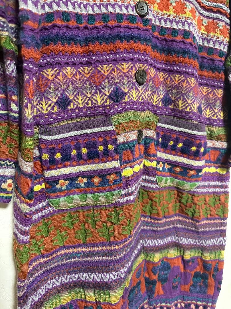 M&KYOKO ニットロングカーデイガン ジャカード柄 - メルカリ