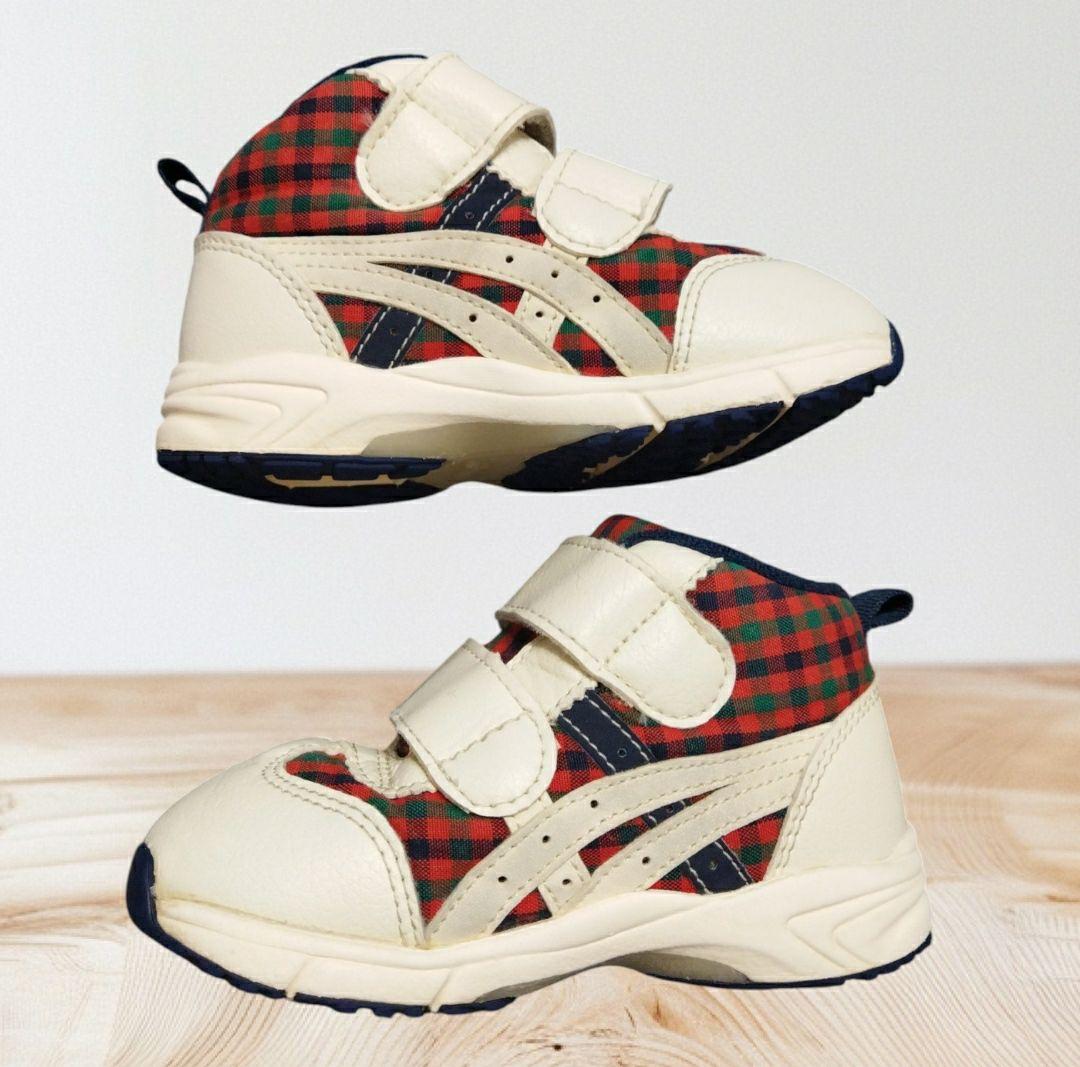 familiar】ファミリア ベビースニーカー アシックス 赤チェック 14