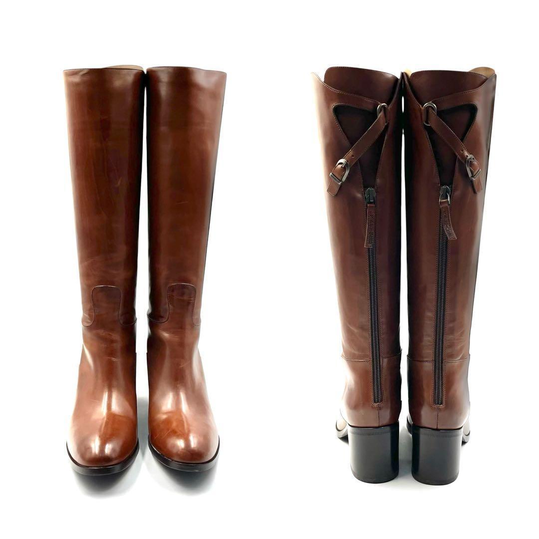 《未使用品》 サルトル ロング 乗馬 ブーツ ジョッキー ブラウン 36 1/2
