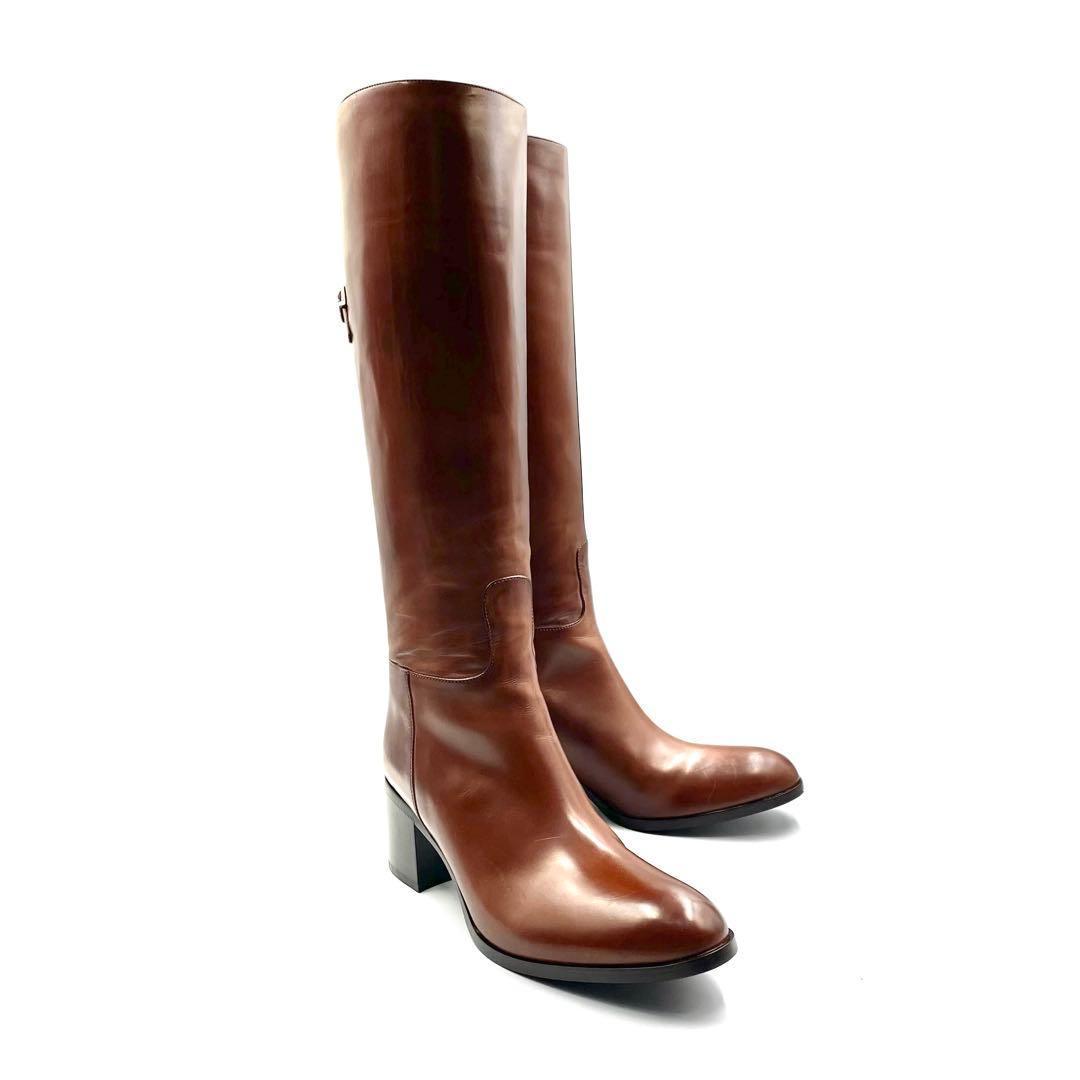 《未使用品》 サルトル ロング 乗馬 ブーツ ジョッキー ブラウン 36 1/2