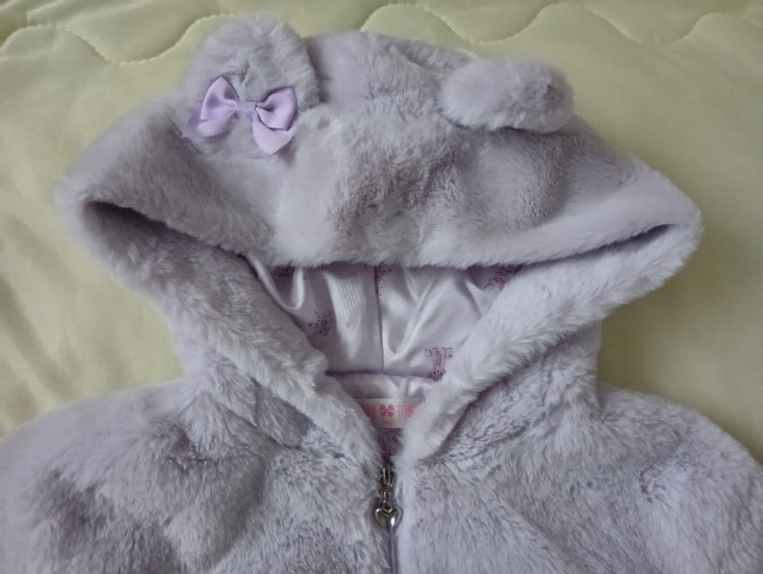 メゾピアノ ネコ耳 フェイクファー ブルゾン ラベンダー 140 ボア