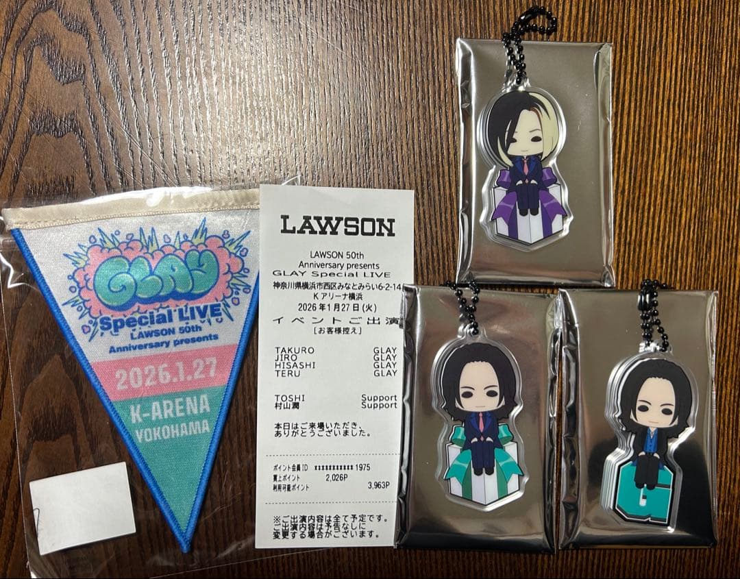 GLAY ローソンKアリーナ ガーランド レシート すわりんこ GLAY Kアリーナ ガーランド レシート銀テープセット ローソン50周年