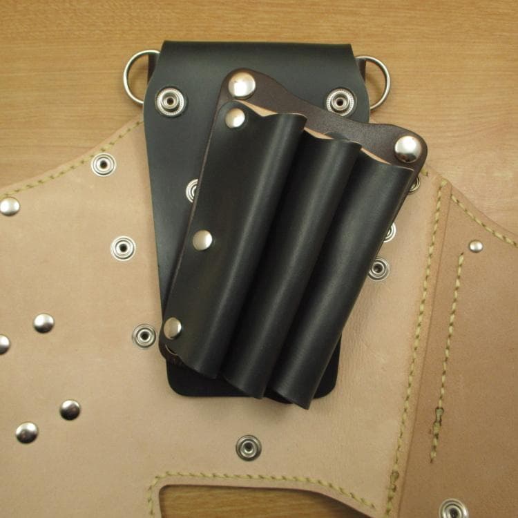 ダークグリーン＆焦げ茶 6丁差し 本革シザーケース SCA-100/CGC