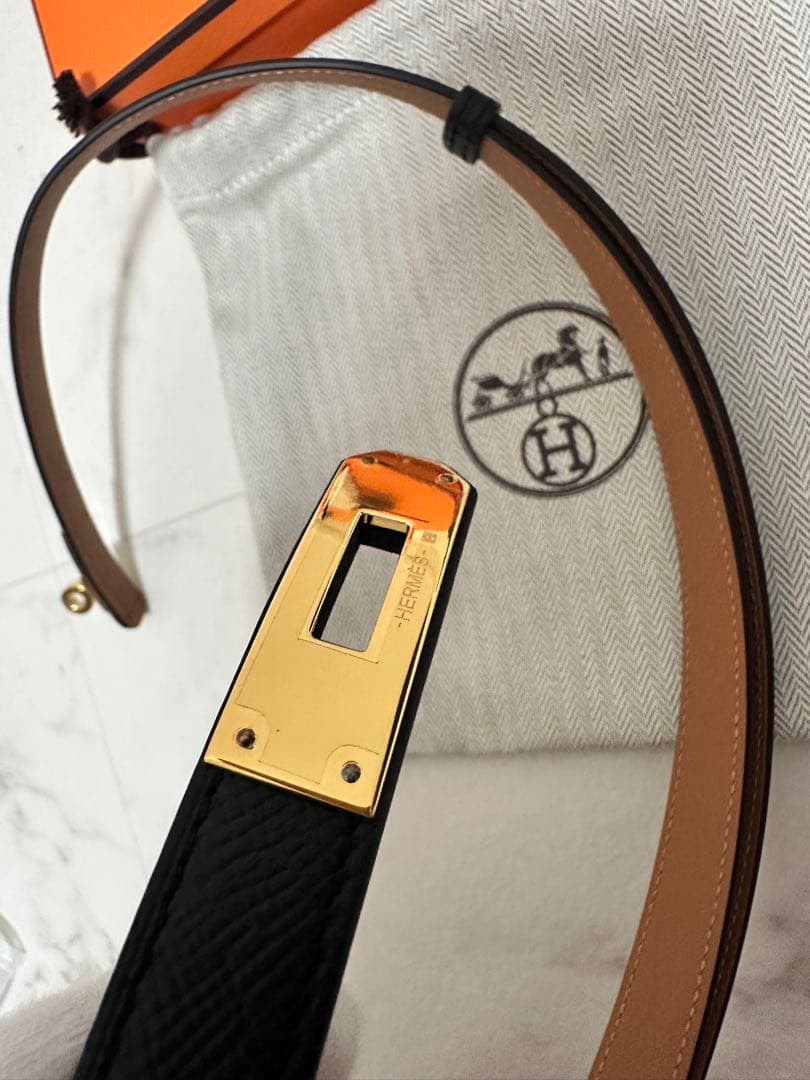 HERMES ケリーベルト ノワール YG K刻印