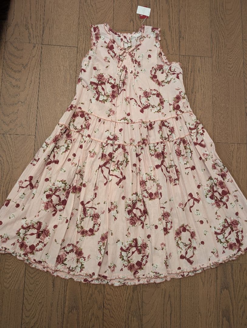 (未使用品タグ付き)ピンクハウス　ブーケとうさぎのミディワンピース 未使用品タグ付き)ピンクハウス ブーケとうさぎのミディワンピース