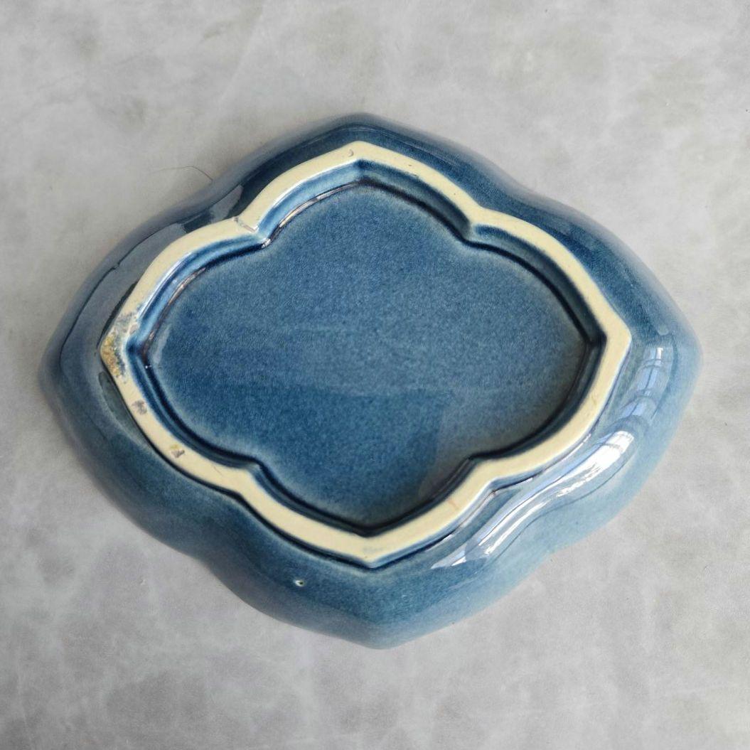 淡路 珉平焼 変形皿 ドラゴン 龍 江戸 明治 アンティーク 骨董 金継ぎ