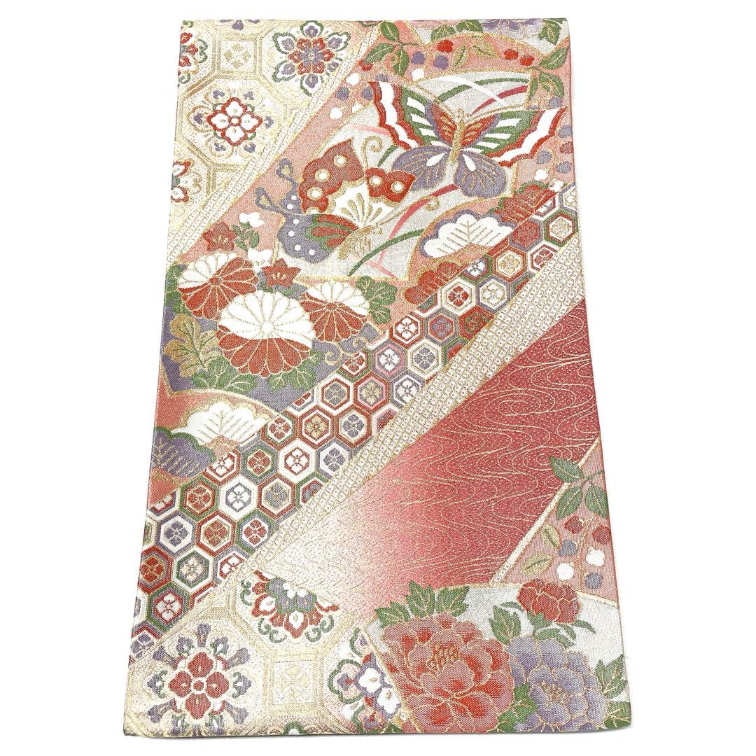 A1857 ○高級 正絹 六通 袋帯 蝶々 華文 花文 - メルカリ