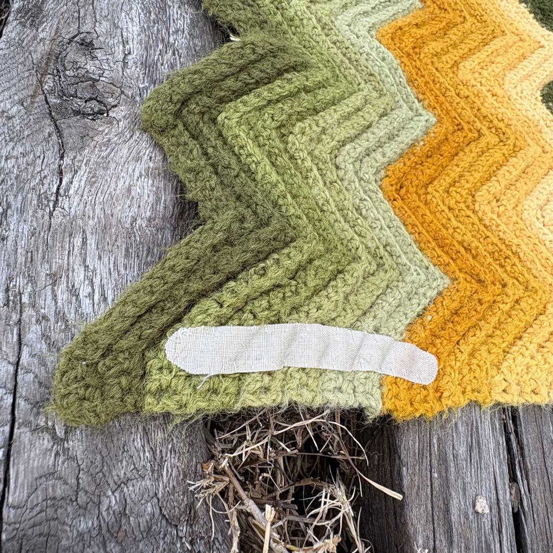 USA vintage】グラニーブランケット ギザギザ 膝掛け ラグ