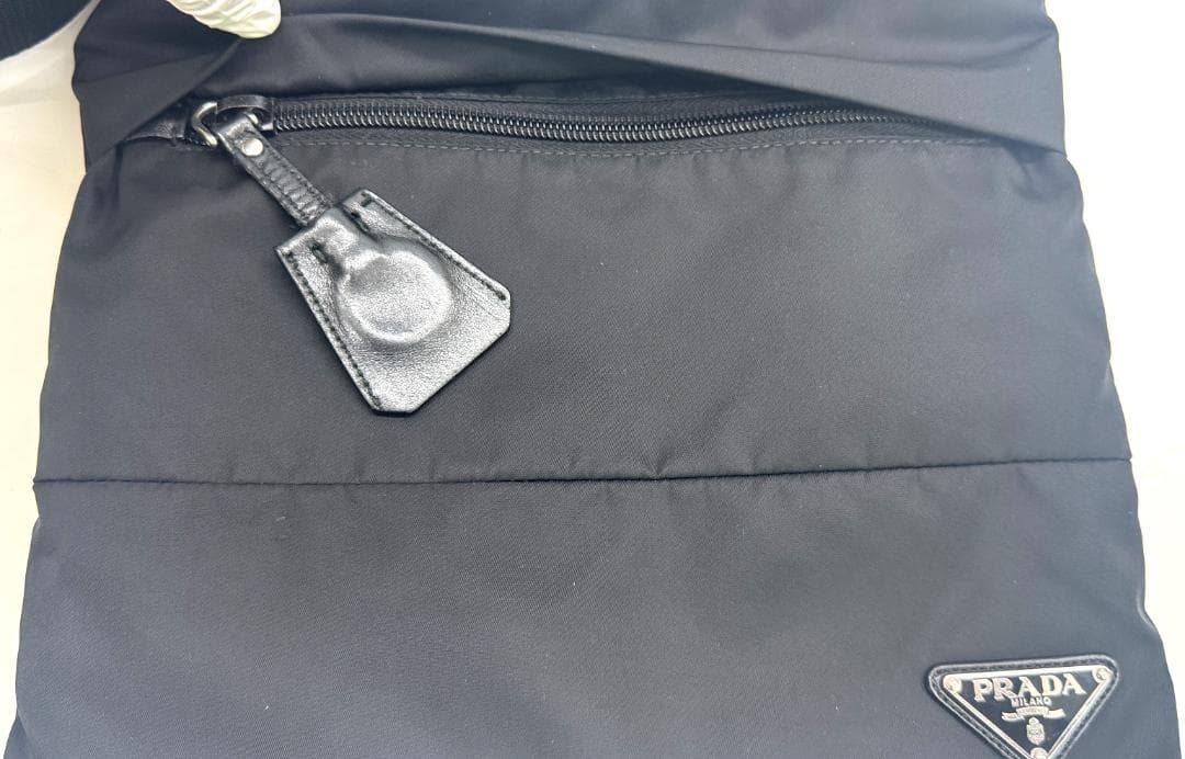 ☆極美品☆PRADA プラダ ショルダーバッグ ナイロン 三角ロゴ ブラック